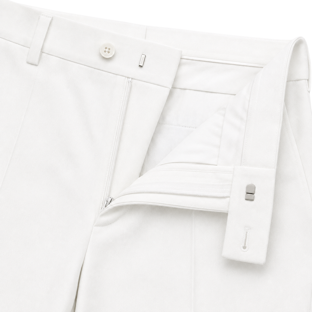 White Tailored Wool-Blend Dress Trousers | YOUND BURSH