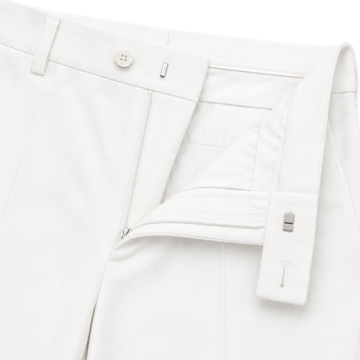 White Tailored Wool-Blend Dress Trousers | YOUND BURSH