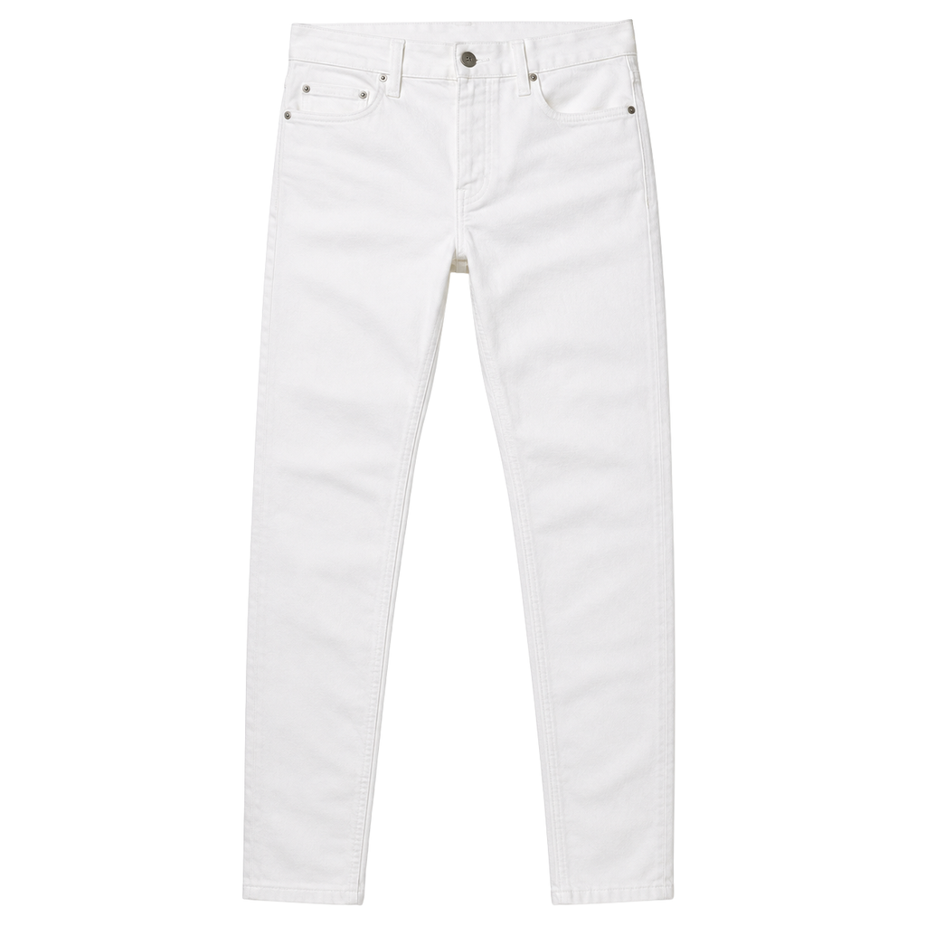 White Premium Denim Slim-Fit Jeans | YOUND BURSH
