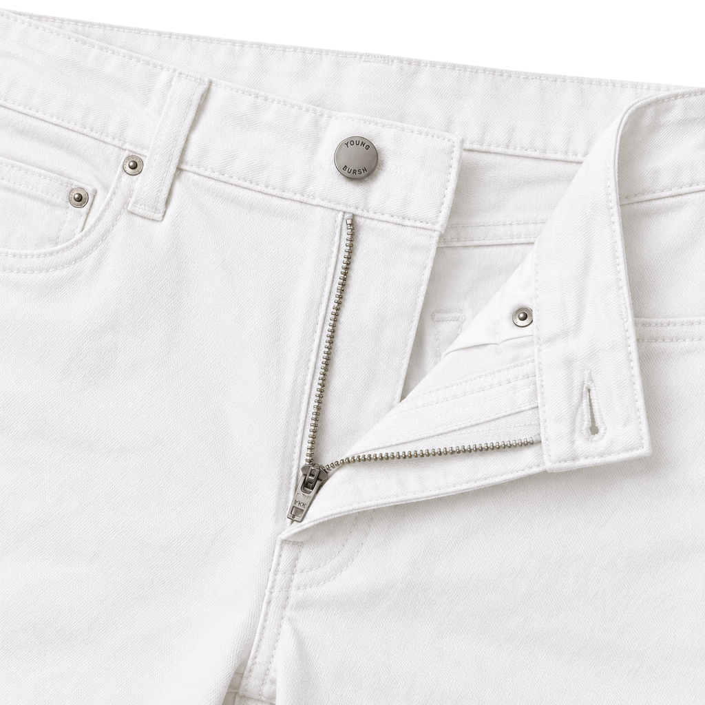 White Premium Denim Slim-Fit Jeans | YOUND BURSH