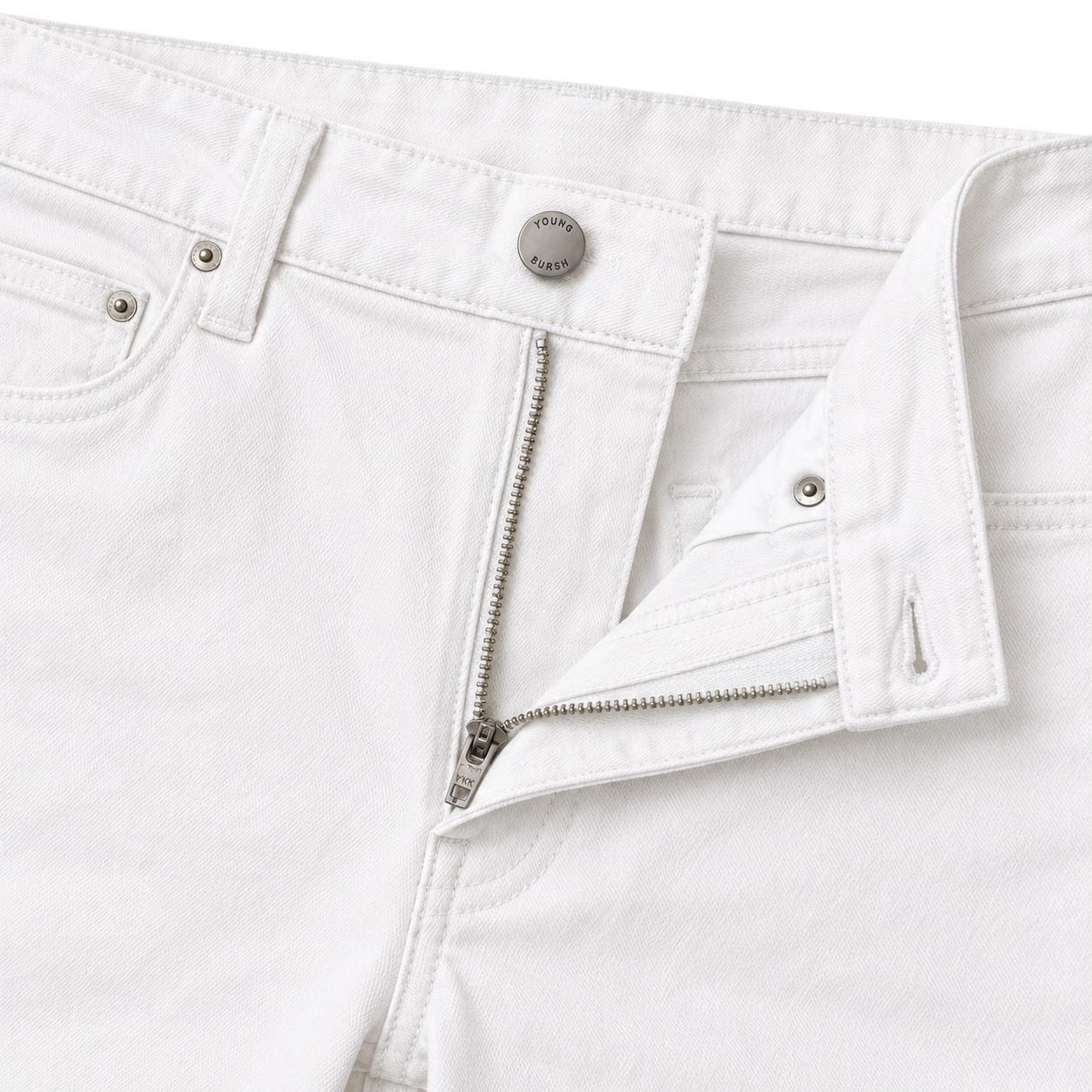 White Premium Denim Slim-Fit Jeans | YOUND BURSH