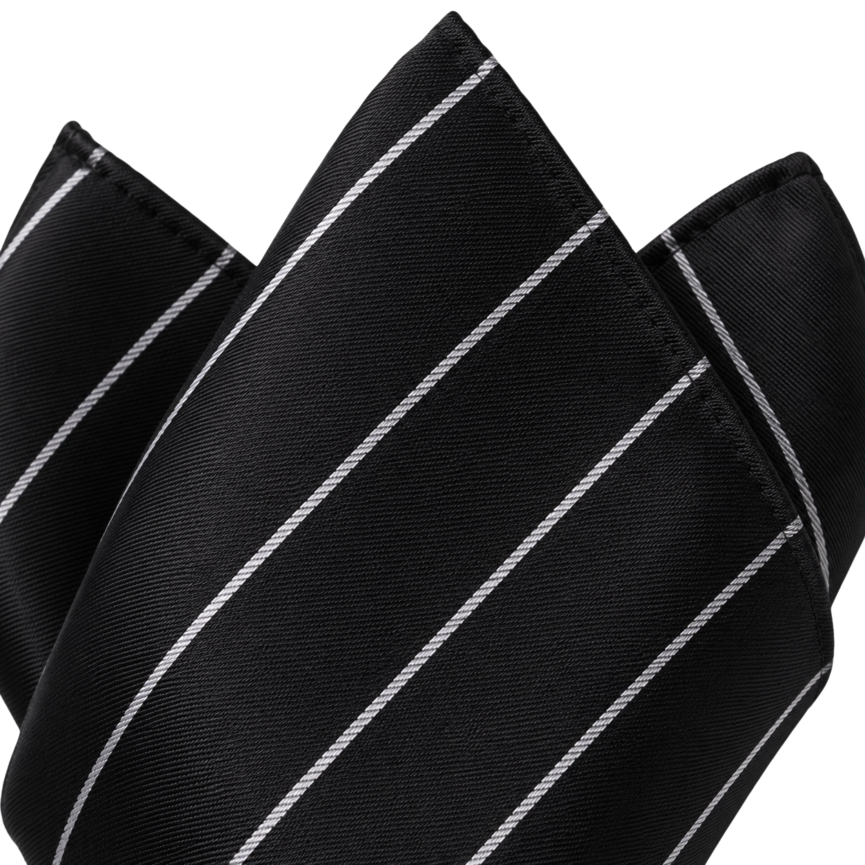 Black & White Striped Silk Pocket Square | YOUND BURSH