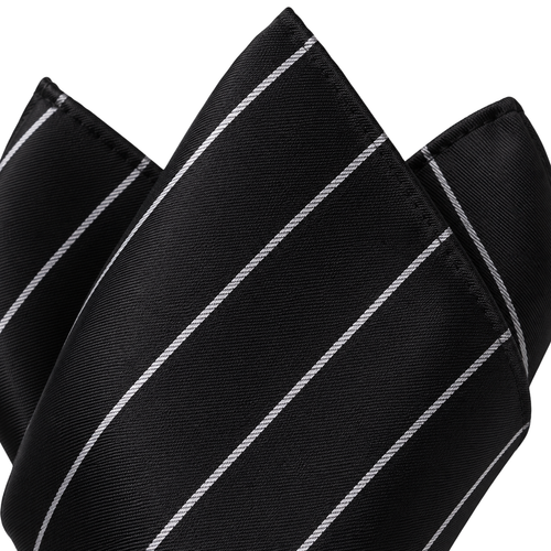 Black & White Striped Silk Pocket Square | YOUND BURSH