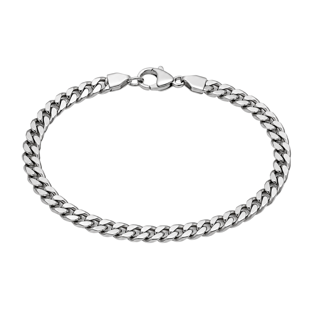 Polished Stainless Steel Curb Chain Bracelet | YOUND BURSH