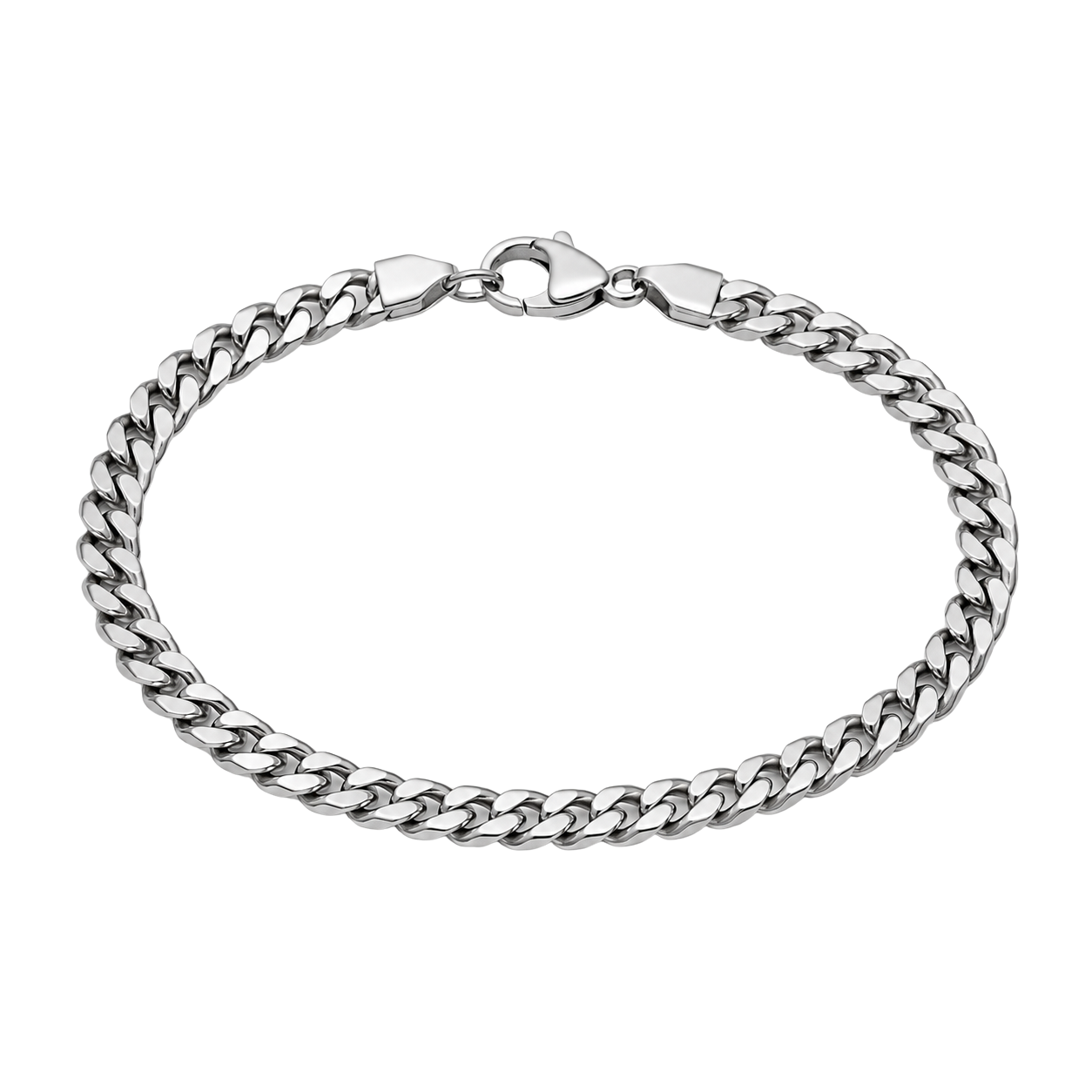 Polished Stainless Steel Curb Chain Bracelet | YOUND BURSH