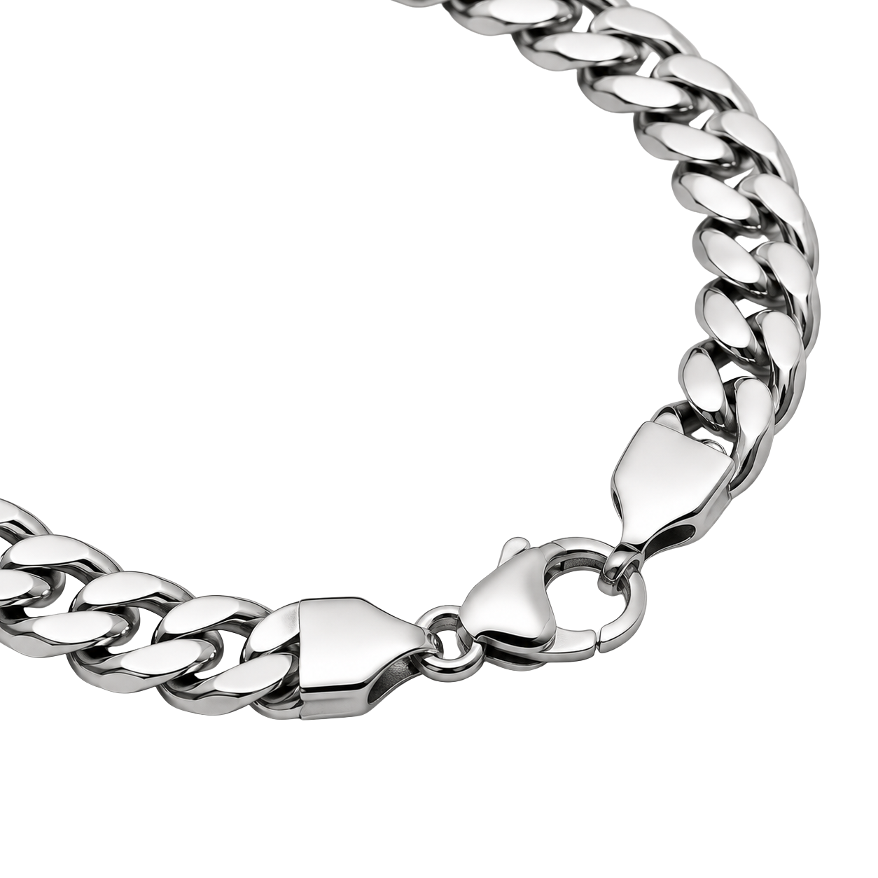 Polished Stainless Steel Curb Chain Bracelet | YOUND BURSH