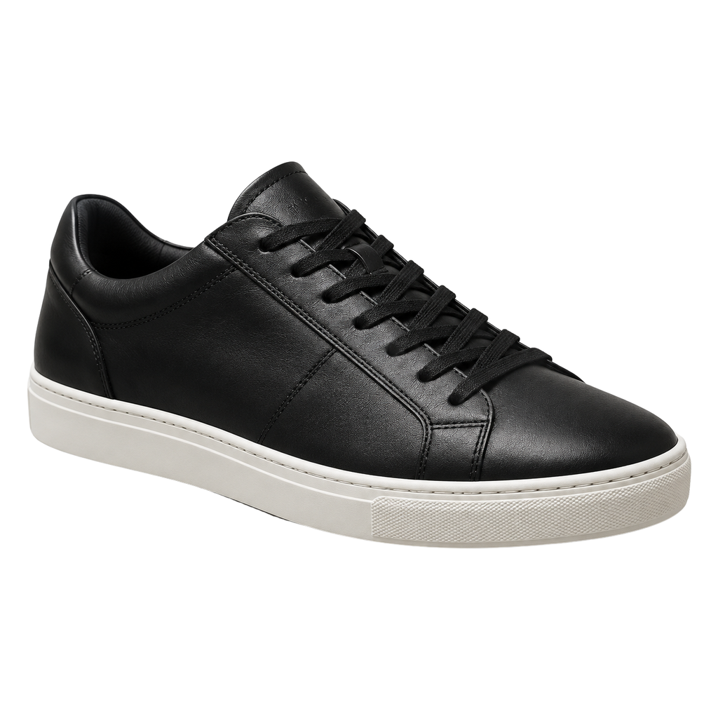 Black Premium Leather Low-Top Sneakers | YOUND BURSH