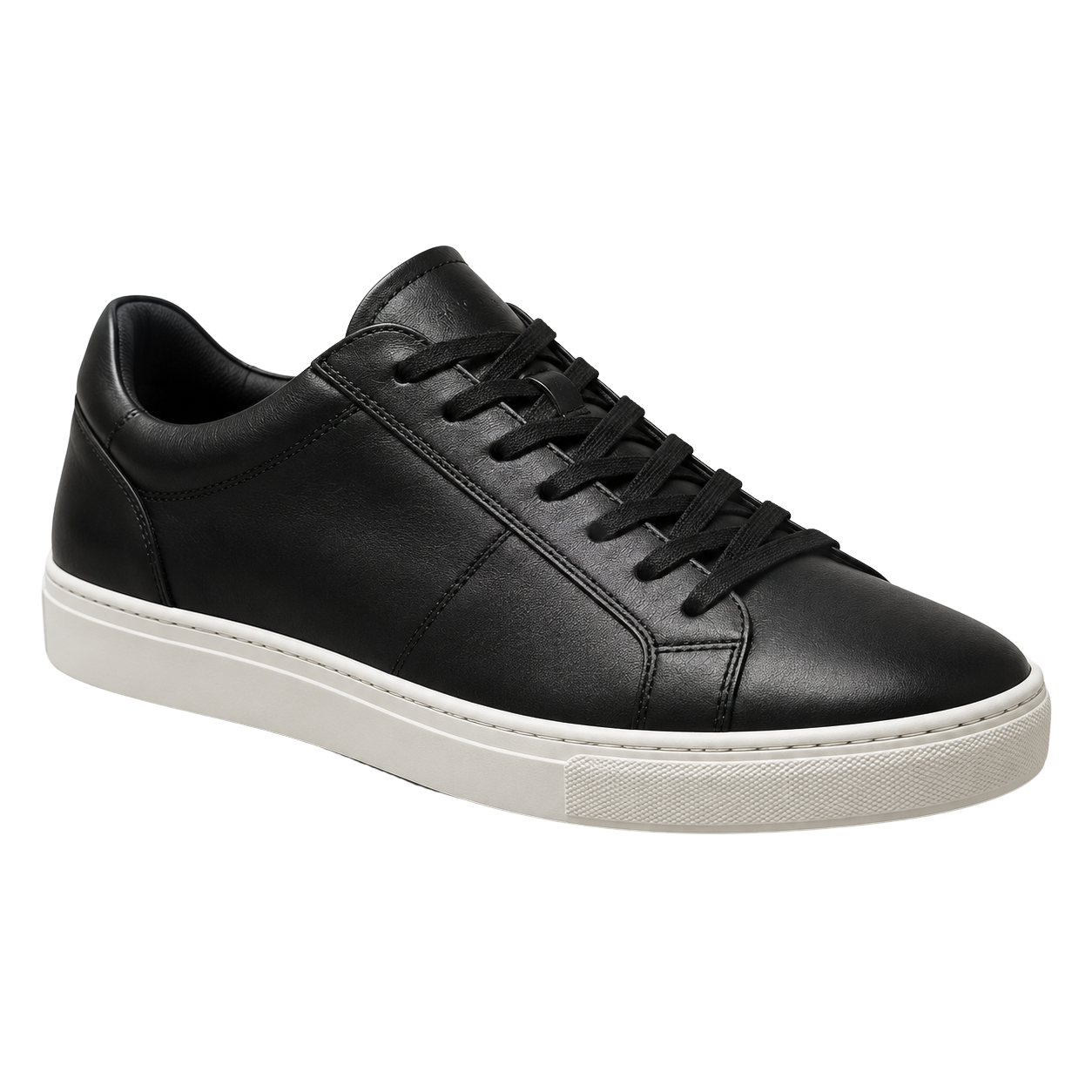 Black Premium Leather Low-Top Sneakers | YOUND BURSH