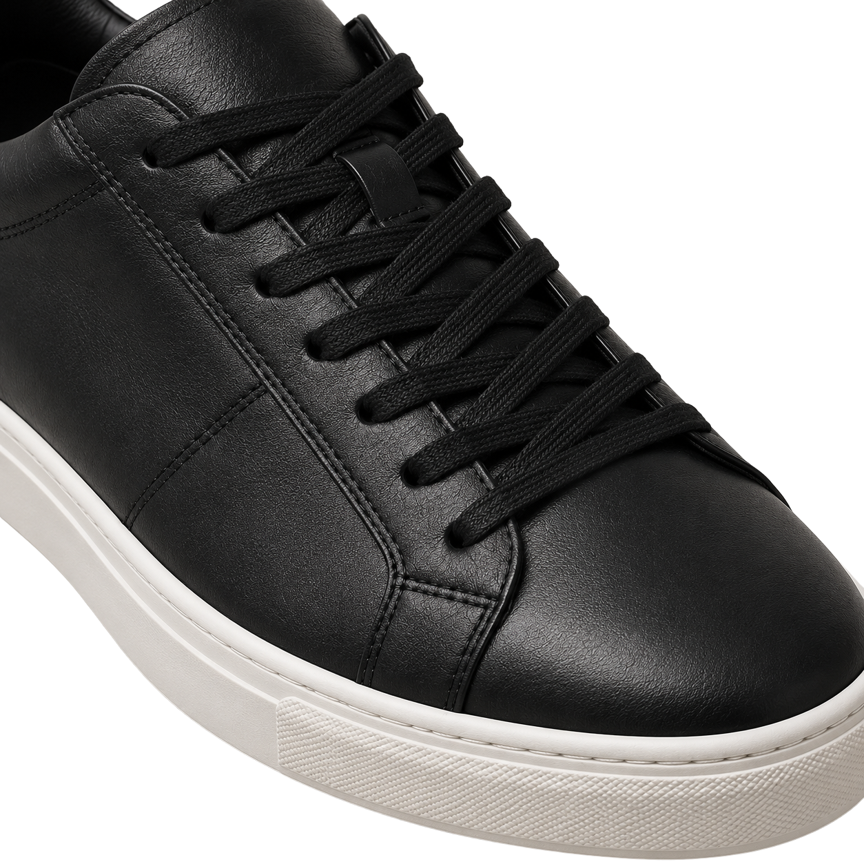 Black Premium Leather Low-Top Sneakers | YOUND BURSH