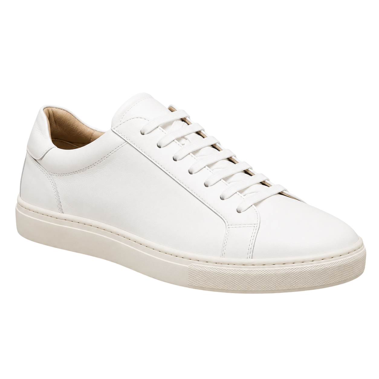 White Premium Leather Low-Top Sneakers | YOUND BURSH