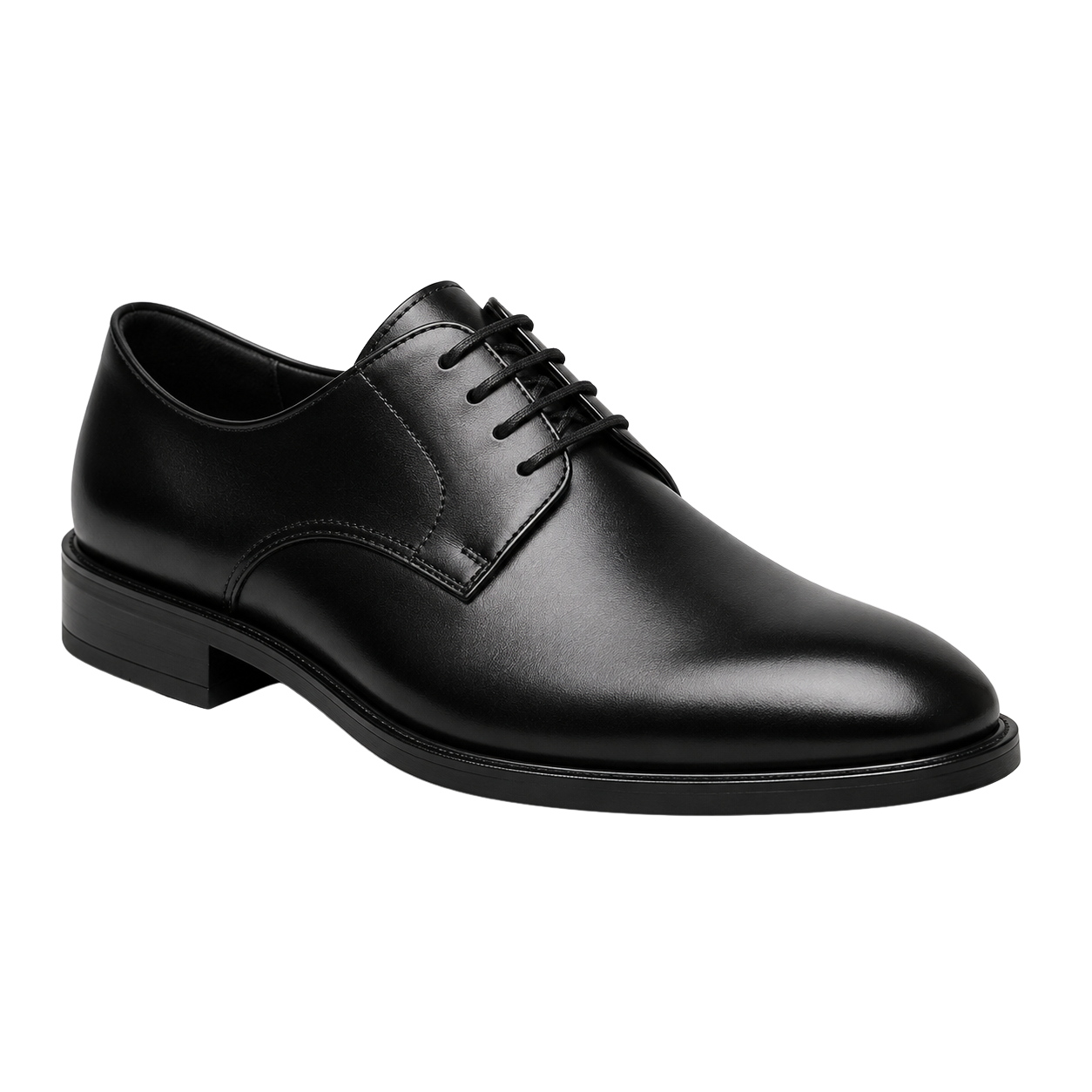 Black Polished Leather Derby Shoes | YOUND BURSH