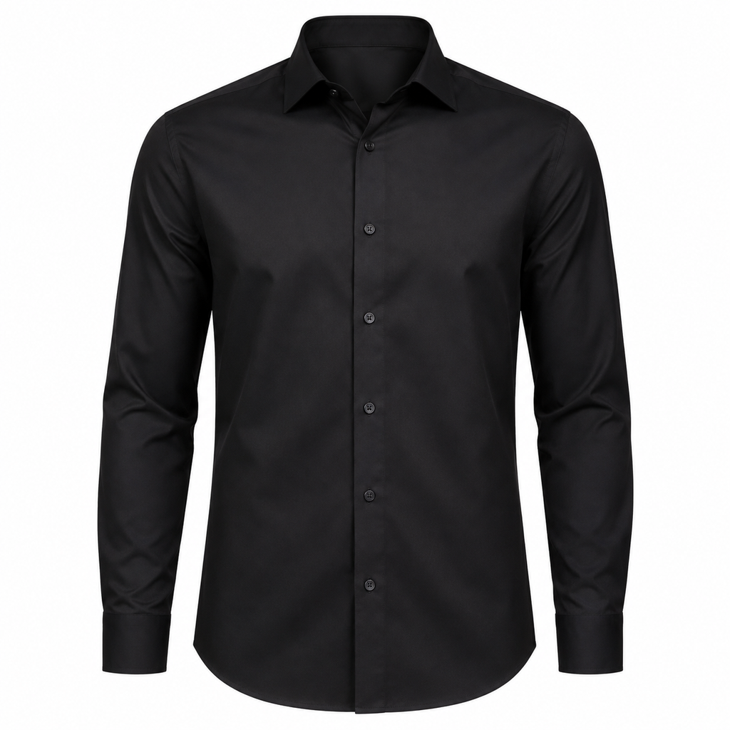 Tailored Black Premium Cotton Dress Shirt | YOUND BURSH