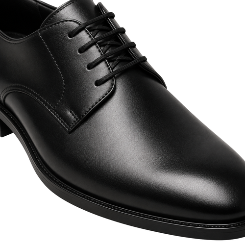 Black Polished Leather Derby Shoes | YOUND BURSH