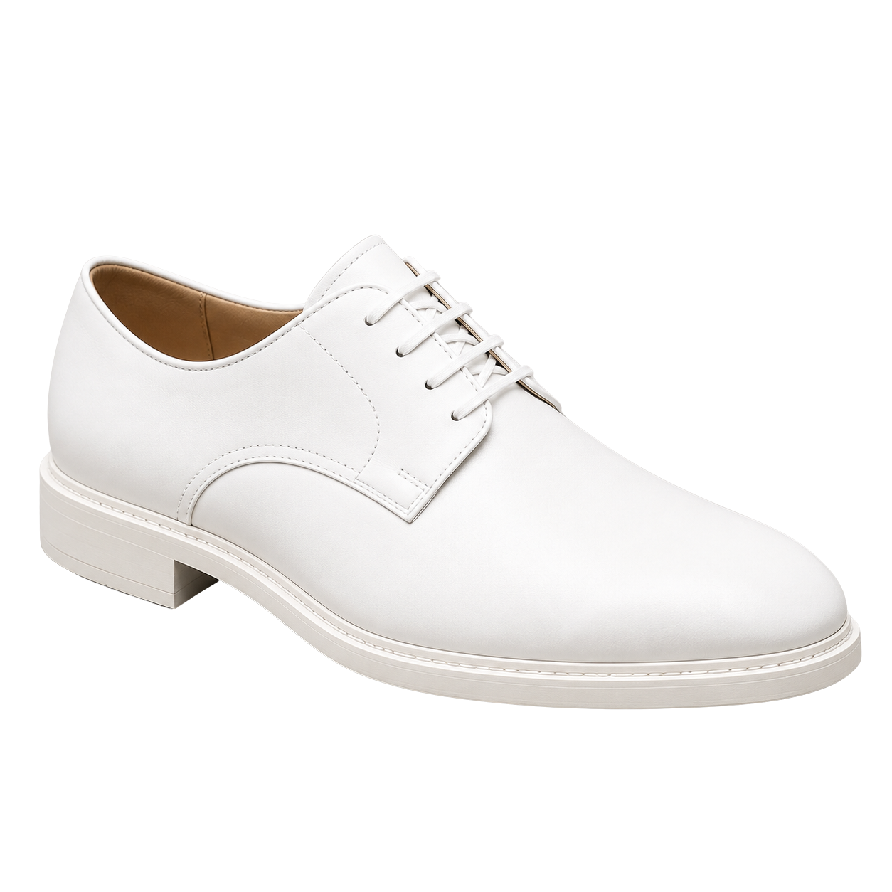 White Premium Leather Derby Shoes | YOUND BURSH