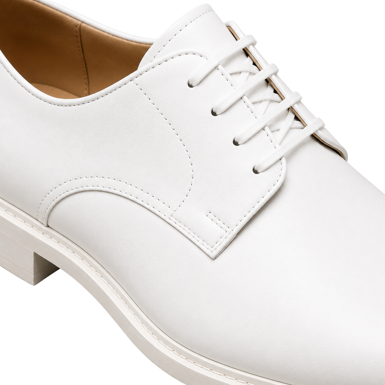 White Premium Leather Derby Shoes | YOUND BURSH