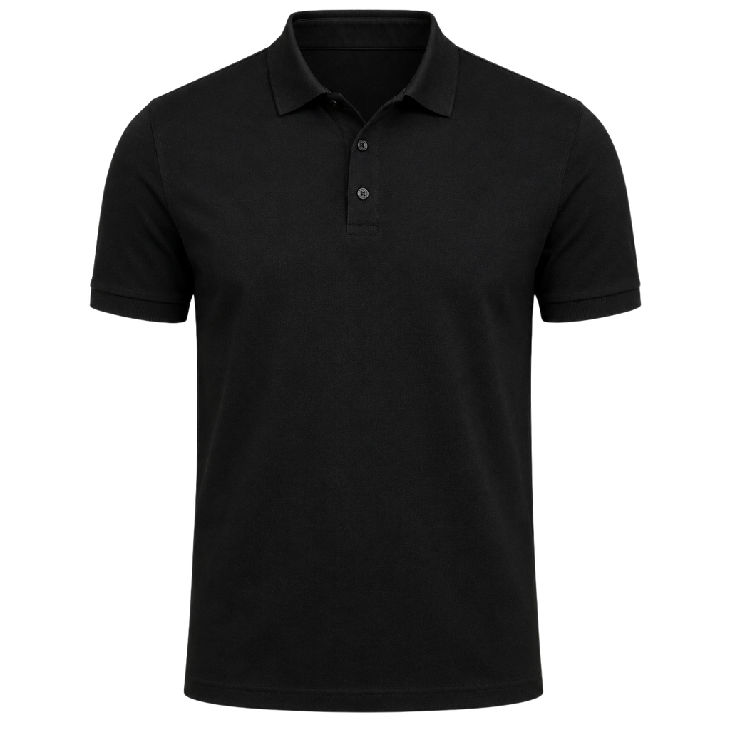 Black Premium Cotton Piqué Polo Shirt | YOUND BURSH