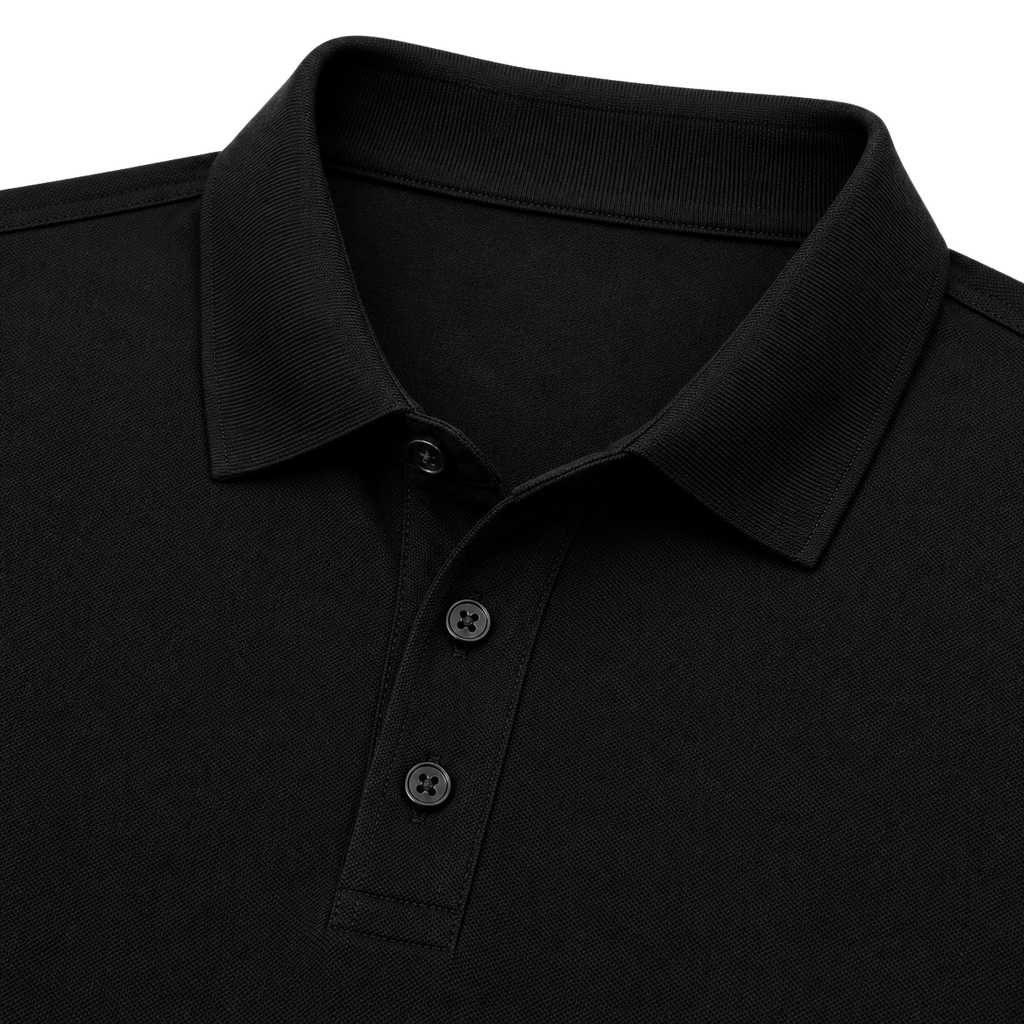 Black Premium Cotton Piqué Polo Shirt | YOUND BURSH