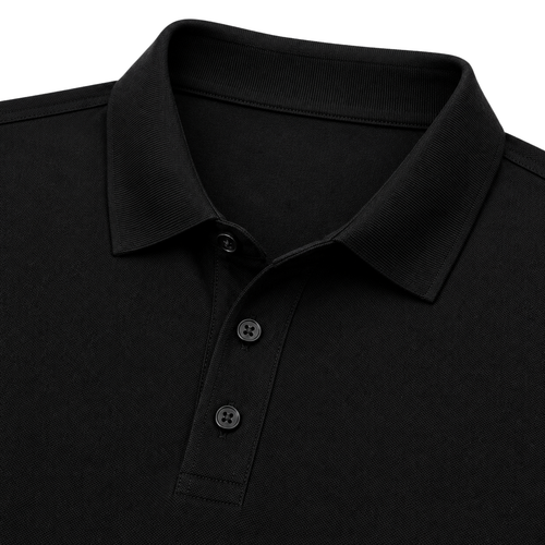 Black Premium Cotton Piqué Polo Shirt | YOUND BURSH